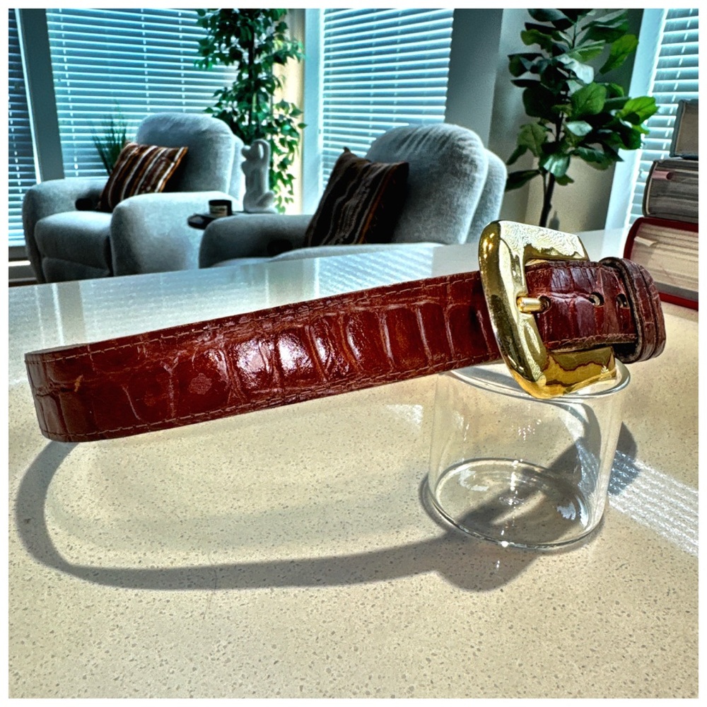 Ann Taylor Brown Belt with Gold Buckle